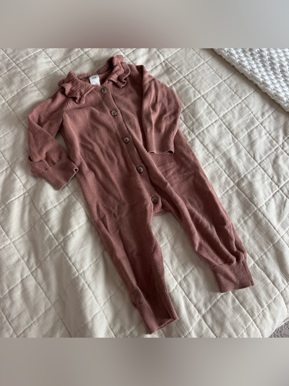 Dusty Pink Jumpsuit with Ruffle Collar